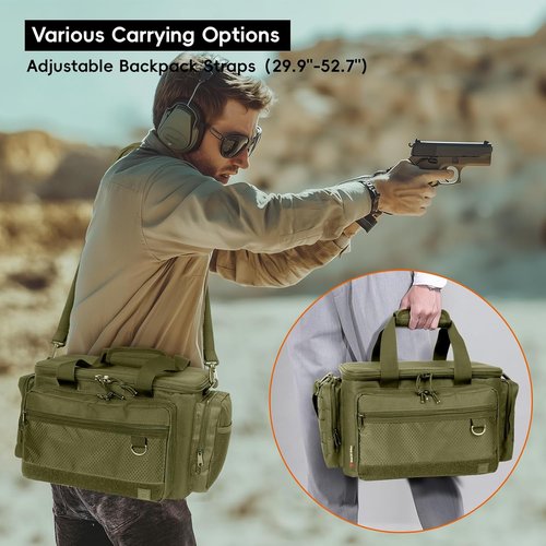 DULCE DOM Tactical Gun Range Bag - Handgun & Ammo Case with Lockable Compartment | Extra Magazine Storage