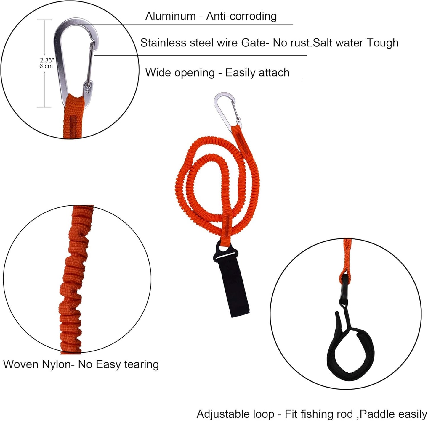 YYST Paddle Leash | Durable Orange Paddle Holder Tool Lanyard - No Paddle Included