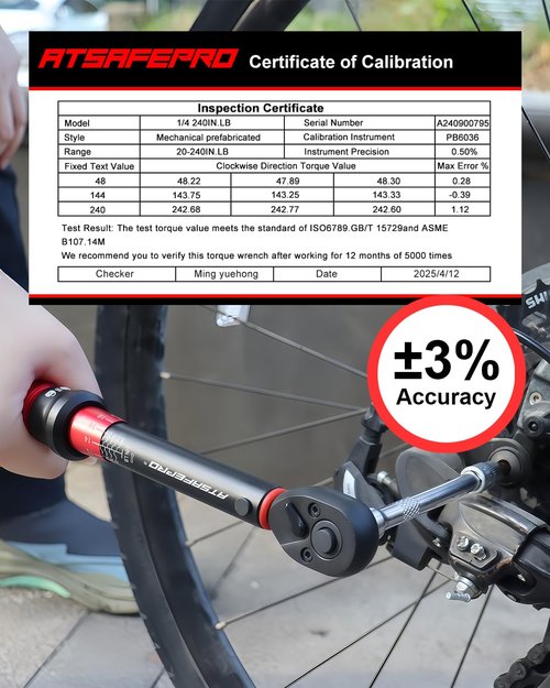ATsafepro Inch Pound Torque Wrench-20-240 in.lb/2.3-27.1 Nm,1/4 Torque Wrench for Bike, Bicycle Maintenance,14-Piece Bike Torque Wrench Set,1/4 inch torque wrench-Dual Range Scales and Dual-Direction