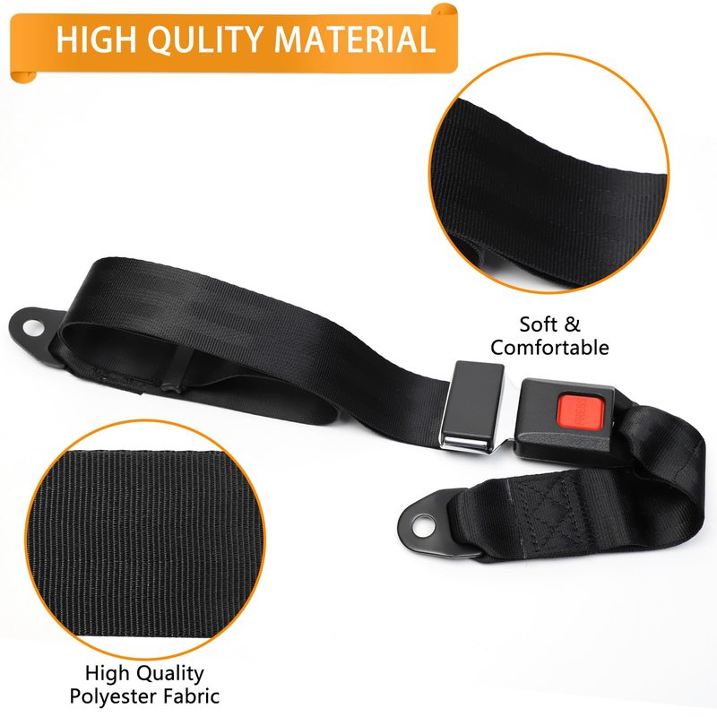 RIZINKART Universal Golf Cart Seat Belts Kit,Polyester Fabric Belt Adjustable & Lengthen Max Length 59",fit for EZGO, Club Car, Yamaha Golf cart. Easy to Install, Front and Rear Seat, 2 Sets