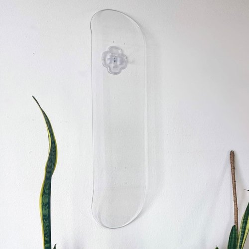 Hella Hangers | Skateboard Deck Hanger | Works with Adhesive Strips | Transparent Floating Hanging Display Mount for Skateboards | Great Gift for Skaters