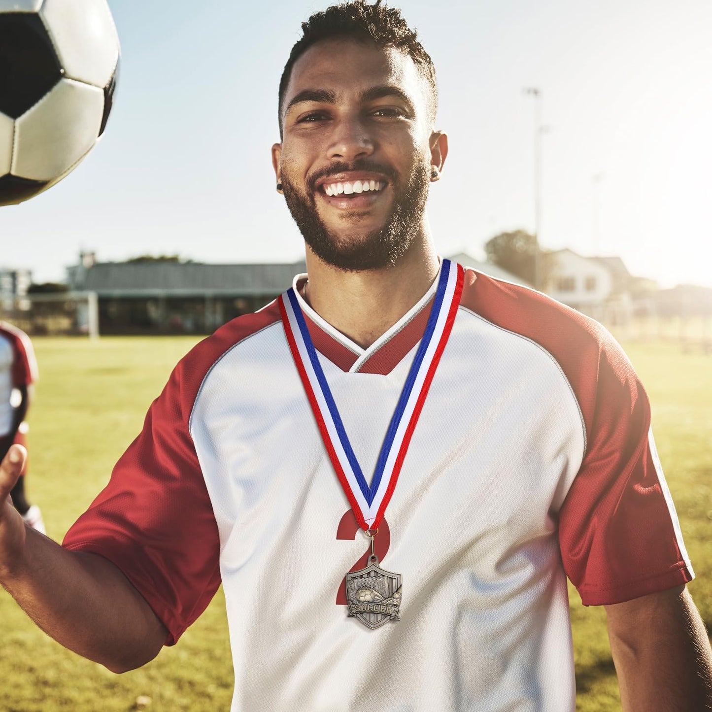 Cunno 24 Pcs Soccer Award Medals Gold Medals Bulk 2 Inch Soccer Trophy Medal with Neck Ribbons for Team Sports Participation Tournaments Prize Gift League School Awards