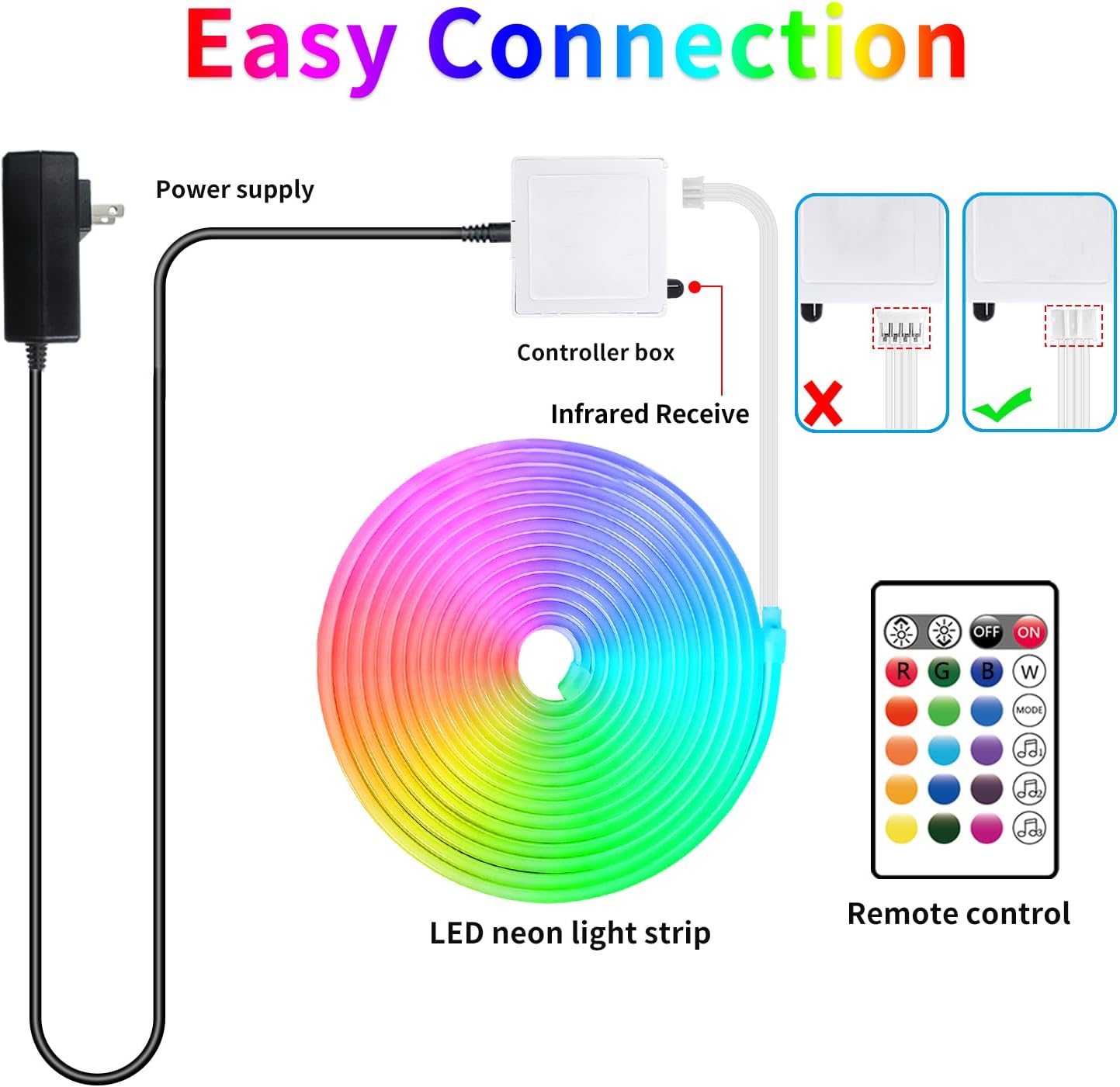 50ft RGB LED Neon Rope Lights with Remote & APP Control - Waterproof Flexible Strip for Bedroom & Outdoor Décor