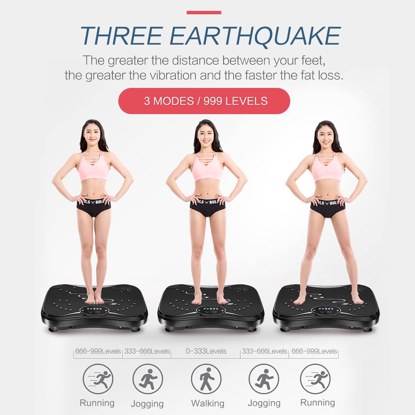 NIMTO Vibration Plate Exercise Machine Whole Body Workout Vibration Fitness Platform for Home Fitness & Weight Loss + Remote + Loop Resistance Bands, 999 Levels(Black)