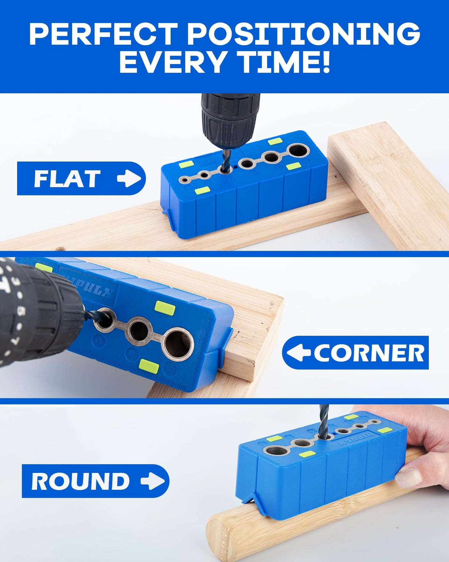 HIPULX Drill Block Guide for Straight Holes - Precision Drilling Tool for Woodworkers, DIY Enthusiasts & Professional Craftsmen