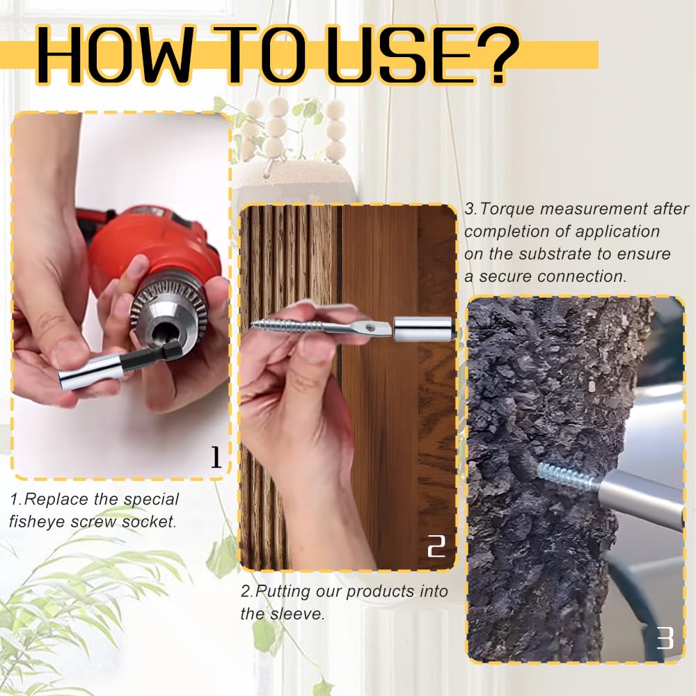 36Pack Eye Lag Screws 2" Eye Lag Wood Screw with 1Pcs Eye Lag Driver Galvanized Carbon Steel Heavy Duty Cement Concrete Wall Anchors Eye Bolts Lag Screw