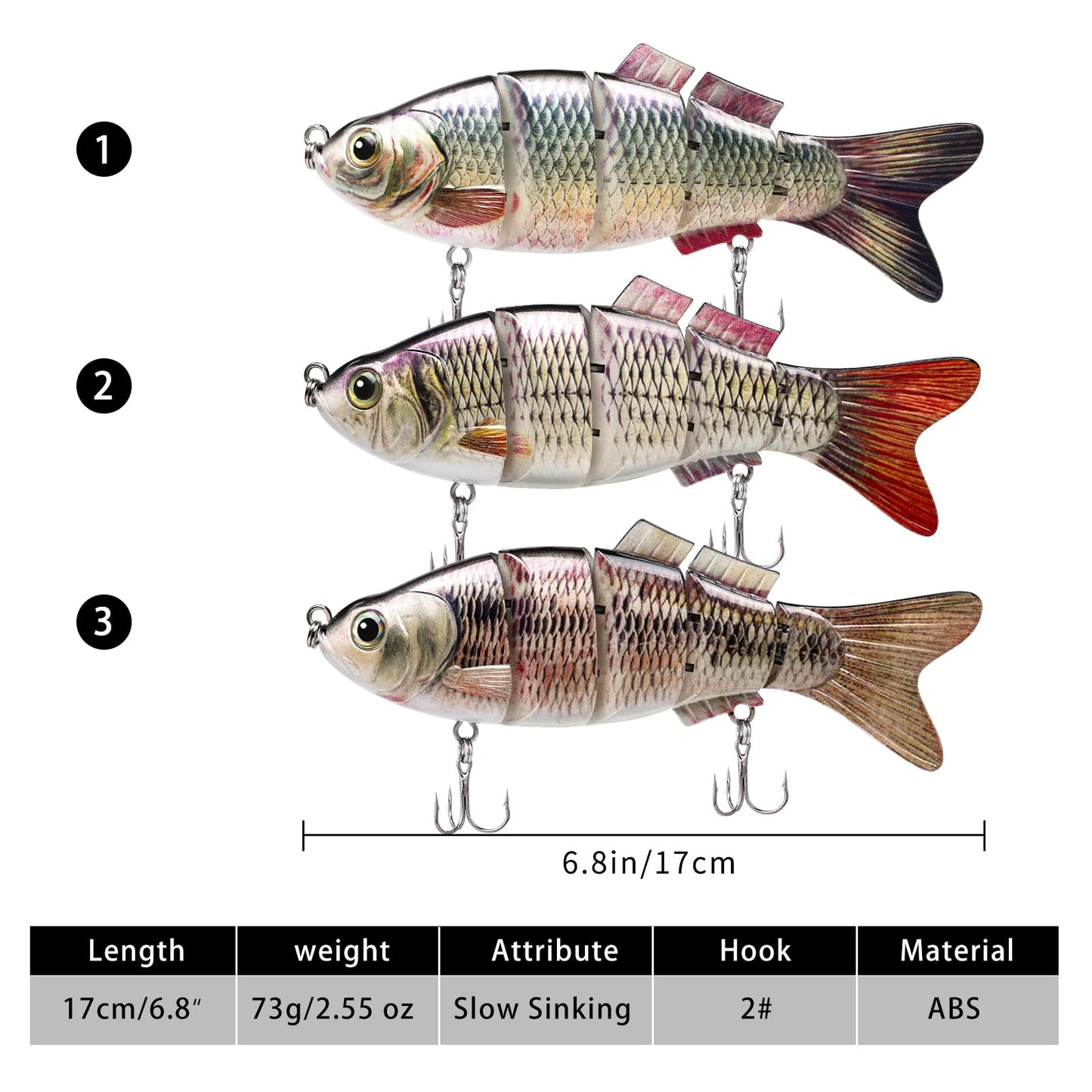 TRUSCEND Easy Catch SwimMax with BKK Hooks, Magic Noisy Wiggling and Vibrating Actions for More Bites, Lifelike Fishing Lures for Bass Trout Walleye Crappie, Strongest Dyneema Fiber Jointed Swimbaits