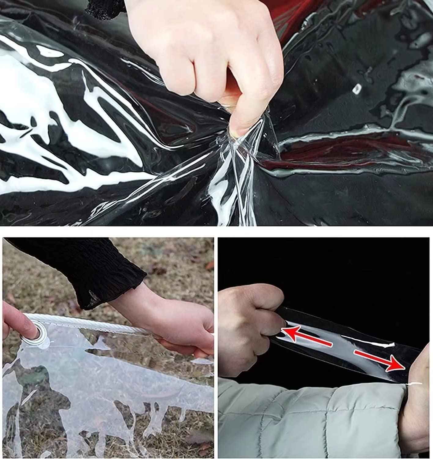 8x12ft Clear Tarps Heavy Duty PVC Vinyl 14 Mil Thick Tarpaulin Glass Tarpaulin with Metal Grommets, Protects Against Water, UV-Ray, Tear, Cold Weather Resistan for Greenhouse Balcony Garden