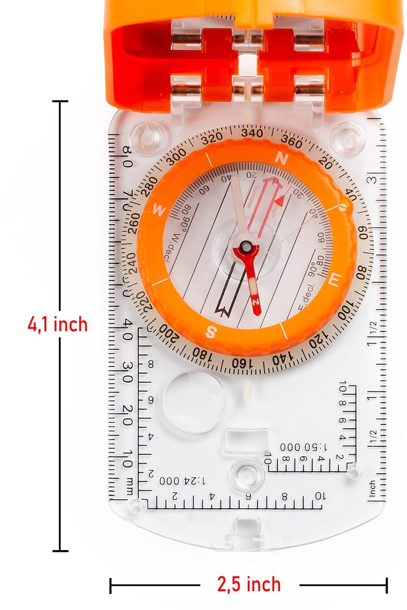 Sighting Compass Mirror Adjustable Declination - Boy Scout Compass Survival Camping Base Plate Compass Kids Navigation Orienteering Compass Hiking Map Reading Military Compass Backpacking Clinometers