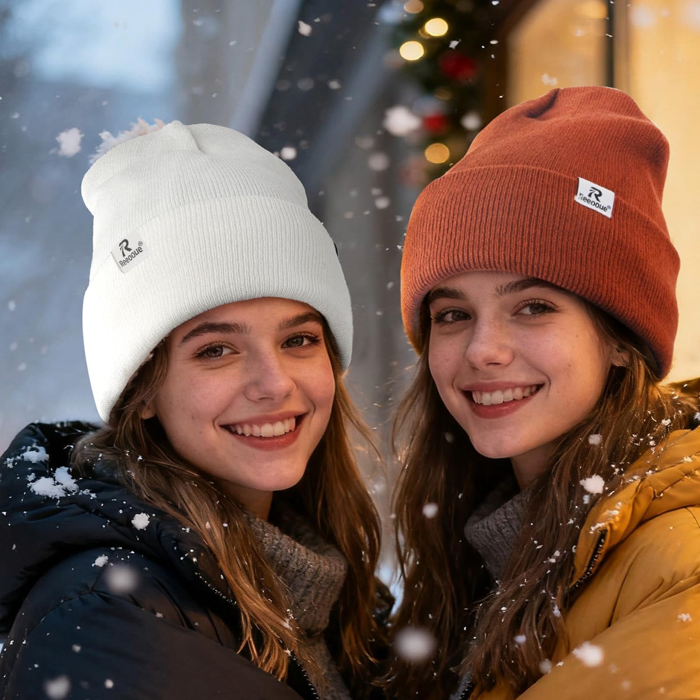 6 Pack Satin Lined Winter Beanie Hats, Silk Lined Beanies Knit Warm Cuffed Soft Hats for Women and Men with a Gift Tote Bag