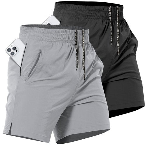 Lempue 2 Pack Mens Athletic Workout Shorts 7 Inch Quick Dry Gym Shorts with Pockets, Sports Tennis Running Shorts for Men