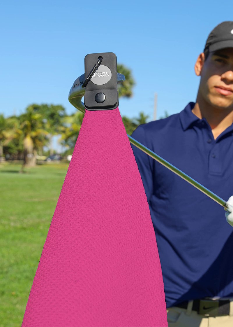 Playing It Forward Magnetic Golf Towel for Golf Bags with Clip for Men & Women, Waffle Weave Microfiber Towel with Industrial Strength Magnet for Strong Hold to Golf Carts or Clubs, Set of 2