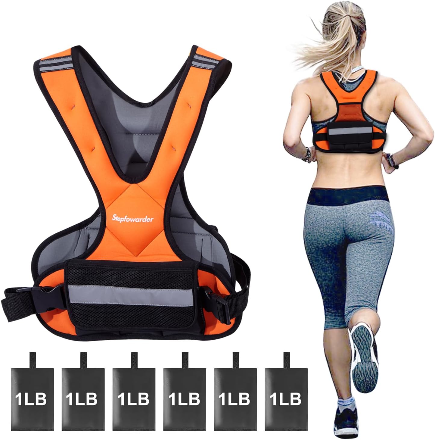 Skiennix Adjustable Weighted Vest - 6lbs to 12lbs for Enhanced Strength Training | Reflective Stripes for Safety