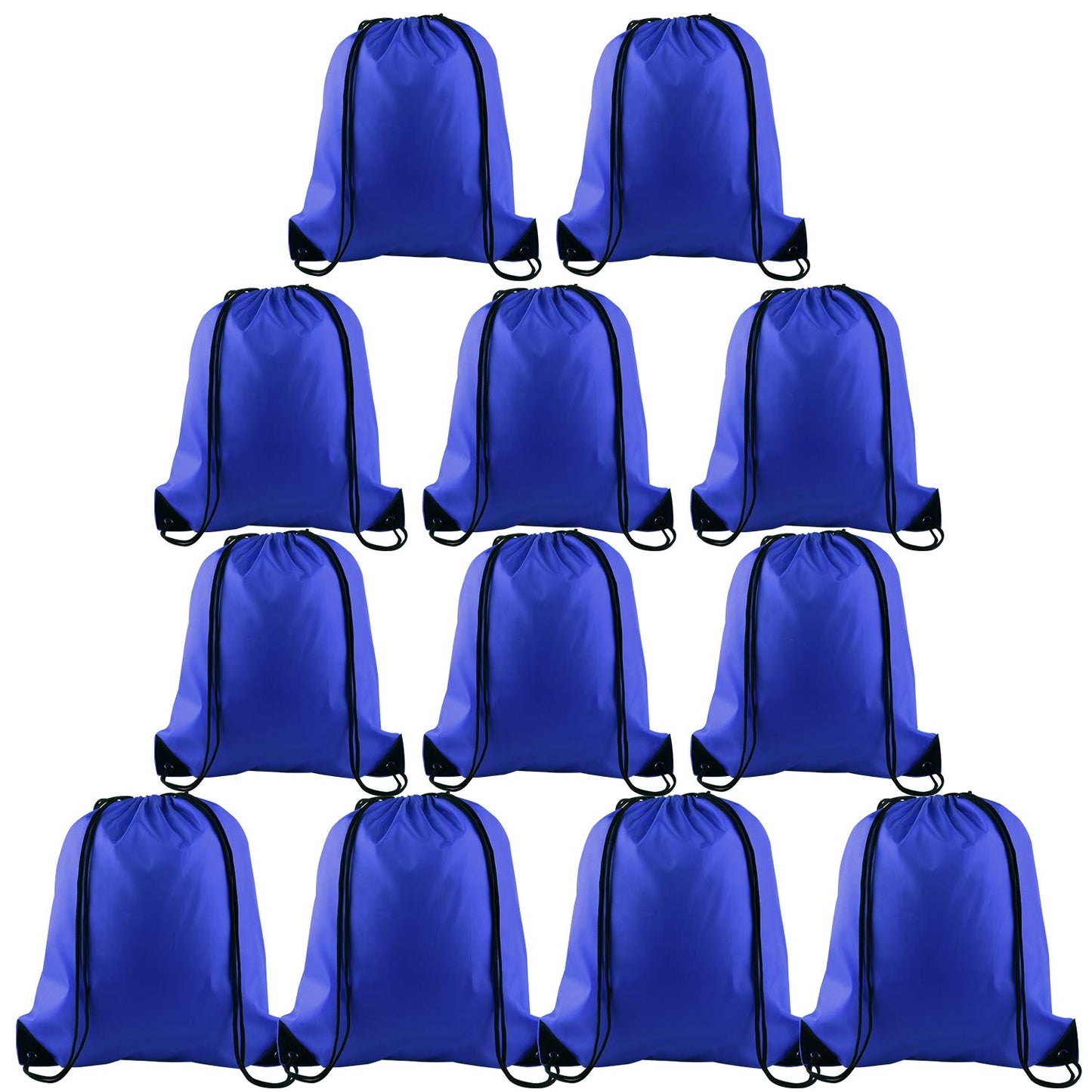 KUUQA 12 Pcs Drawstring Backpack Bags Sport Gym Sack Cinch Bags Bulk for School Traveling and Storage (Blue)