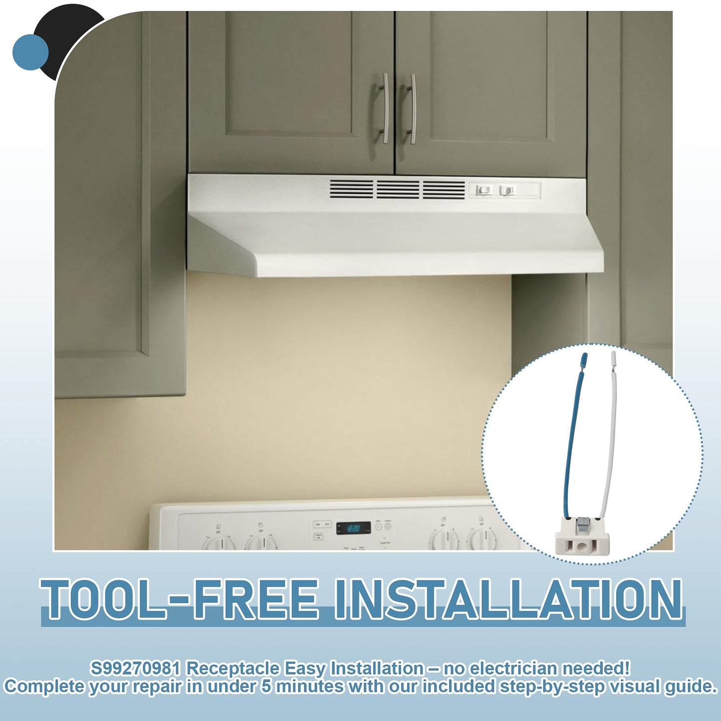 S99270981 Replacement Power Cord Connector for Broan & NuTone Exhaust Exhaust Fan, 10A 125V 18AWG Electrical Outlet, 1 Pc