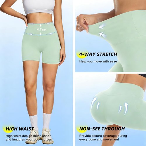 FULLSOFT High Waisted Biker Shorts for Women - Tummy Control Fitness & Workout Shorts | 5" Length