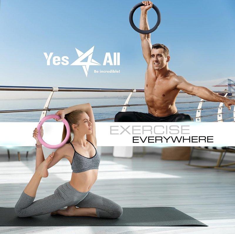Yes4All Power Ring 10lbs, Weight Ring, Weighted Circle, Kettlebell for Yoga Exercise, Aerobics, Home Fitness, Core Training - Black