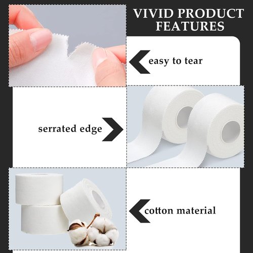 Hoolerry Athletic Sports Tape - 12 Rolls of 130 Yards, Strong & Easy Tear, No Sticky Residue | 2 Inch, White