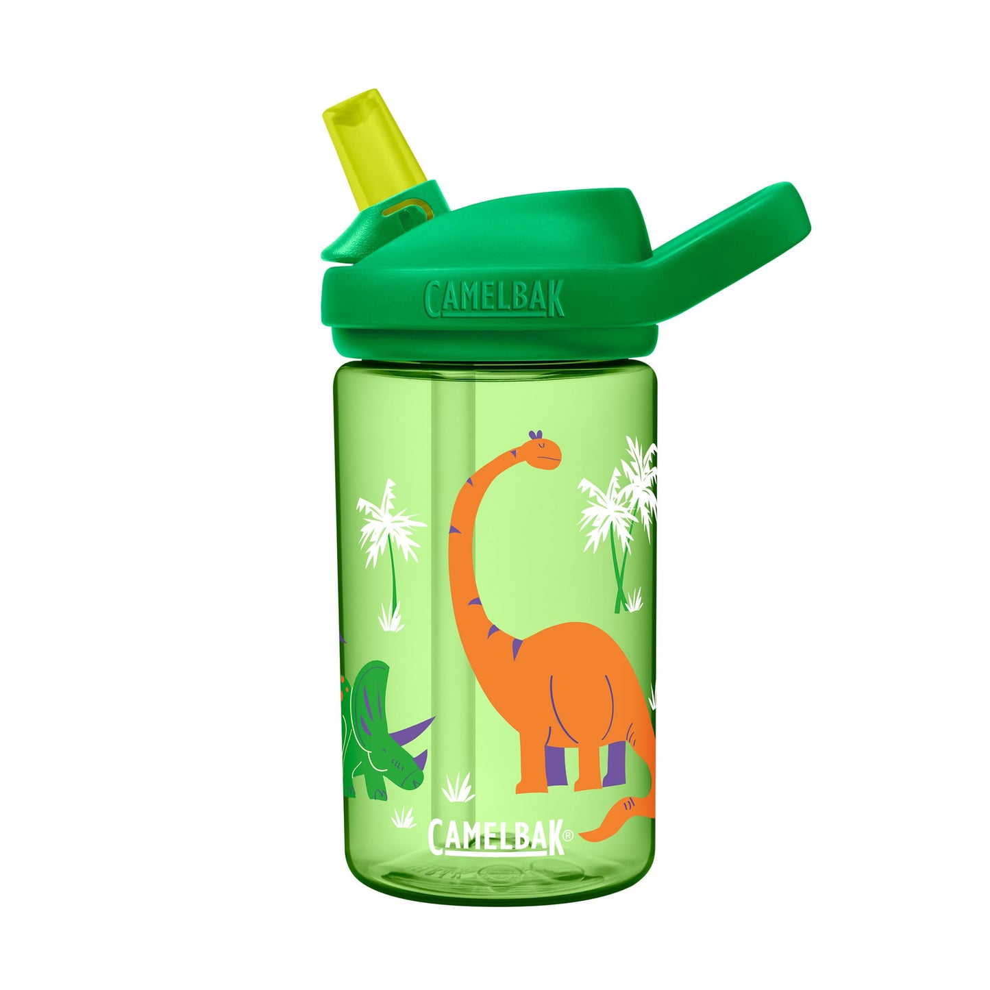 CamelBak Eddy+ Kids Water Bottle with Bite Valve Straw, Leak‑Resistant Easy‑Sip Design for Everyday Hydration, 14oz, Dinosaur Island