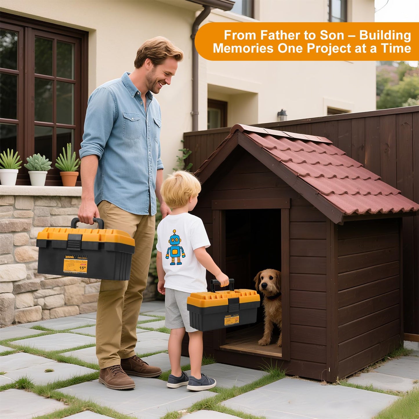 4-in-1 Toolbox Set – Stackable Tool Box Organizer with Removable Tray, Durable Tool Storage for DIY, Home Repair, Garage Tool Box, RV and Student Use (13/15/17/19 Inch)