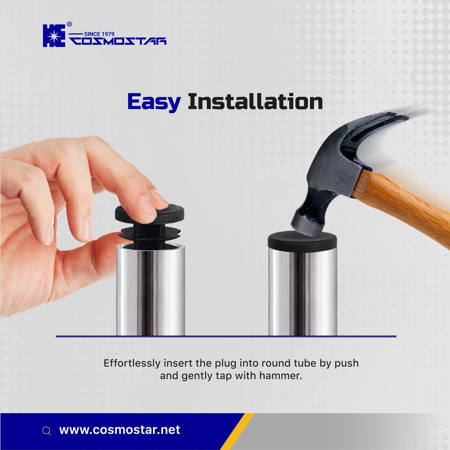 Cosmostar Outer Diameter 1.5" (38.1 mm) Round Plastic Plugs – Fits 1.35"–1.42" ID Tubes – Black End Caps, 10 Pack