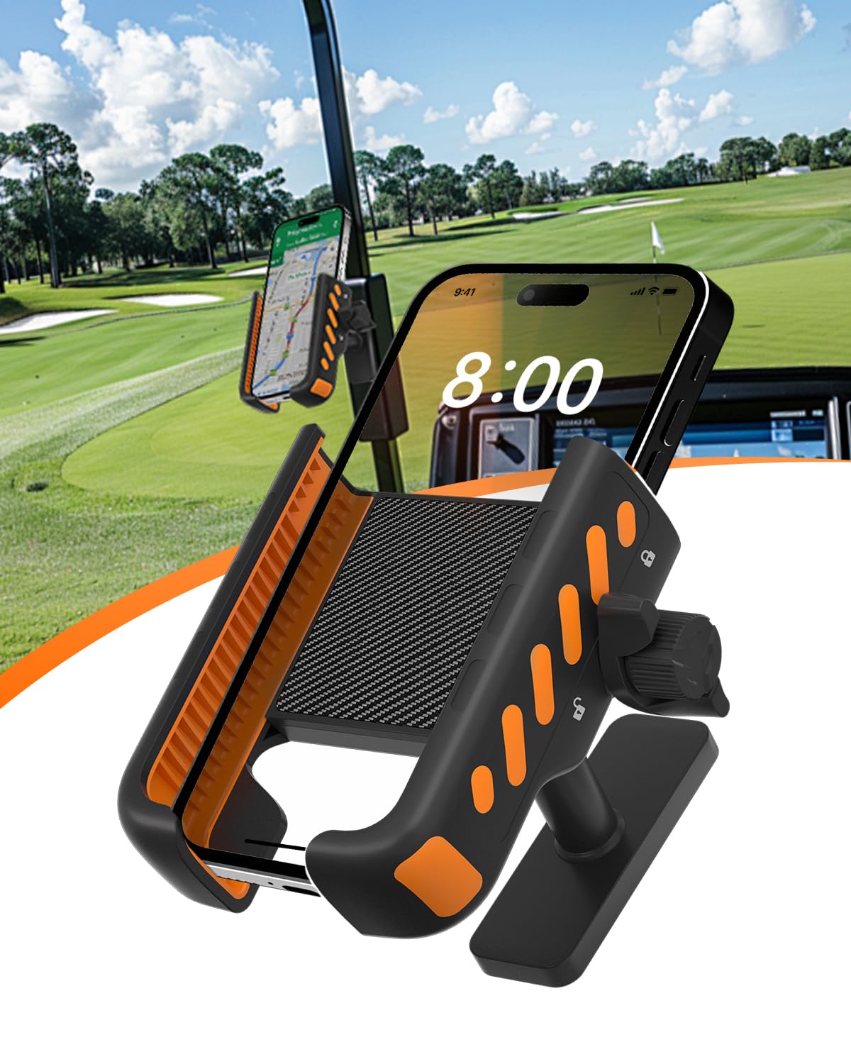 Zekoodl Golf Cart Phone Holder, Magnetic Phone Holder for Golf Cart, with Super Strong N52 Magnets, Fits EZGO/Yamaha/Club Car/Icon Golf Cart, Golf Accessories for Men & Women - Golf Cart, Gym (1 Pack)