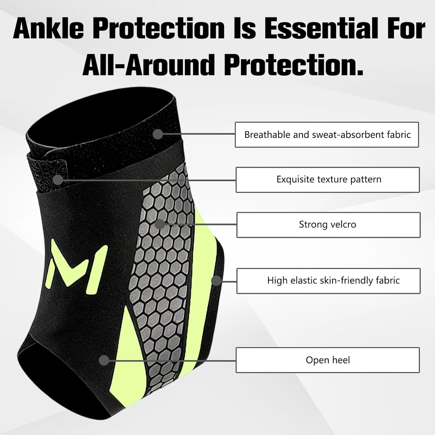 Skiennix Ankle Brace - Adjustable Compression Support Stabilizer for Sprain Recovery | Gray