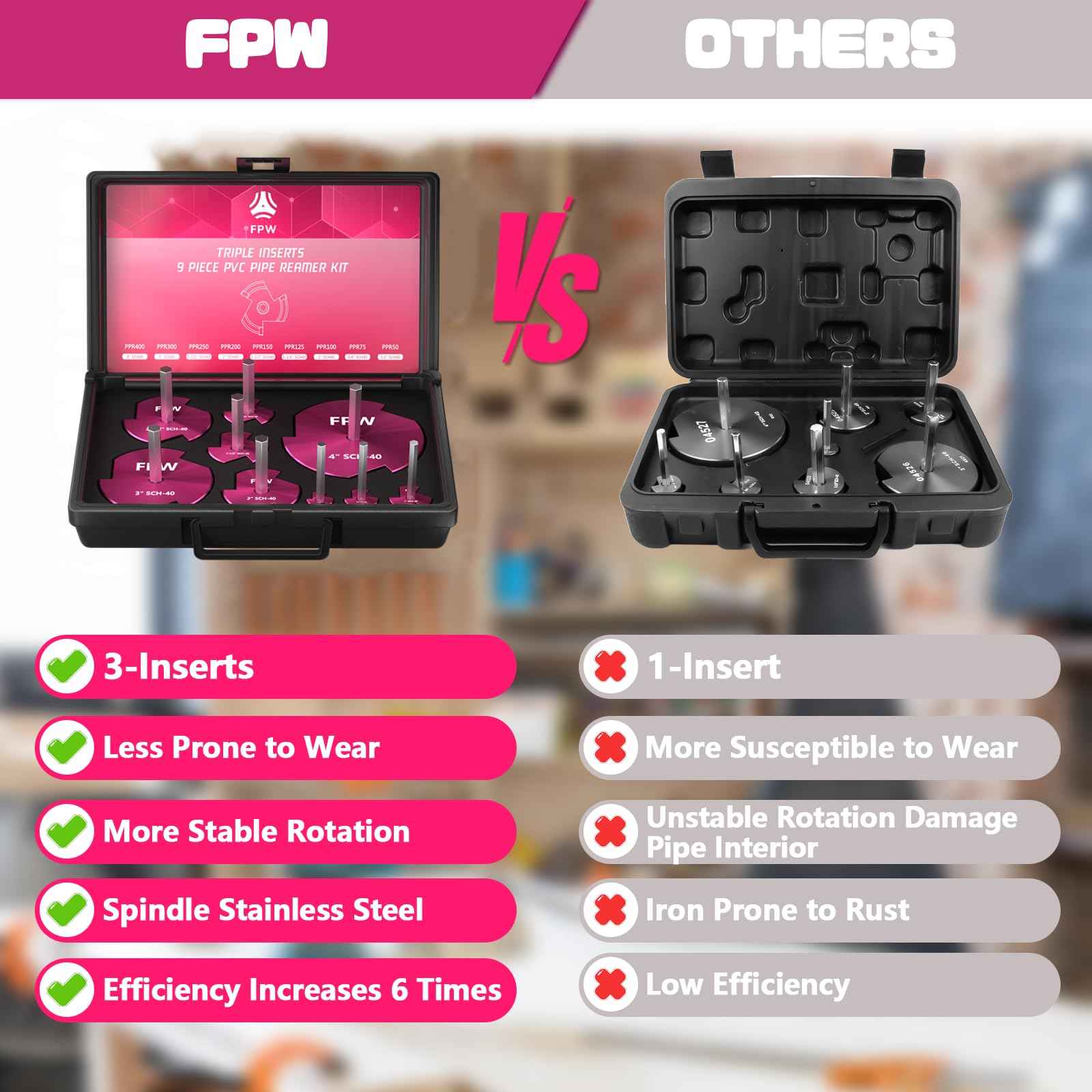 Original Design Patent Triple Inserts 1-1/2 Inch PVC Pipe Reamer, PVC Fitting Saver, Pipe Tools for Schedule 40