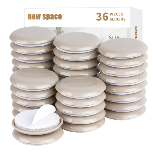Self-Stick Furniture Sliders, New Space 36pcs 1-3/4" for Carpet - Adhesive Sliders for Quickly and Easily Move Any Item and Protect The Carpet