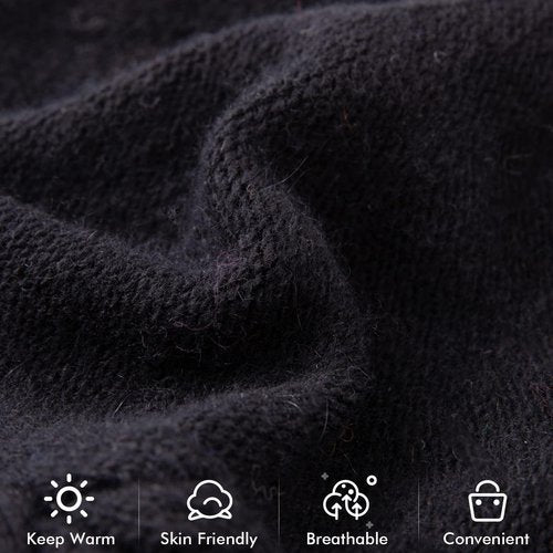 QUEENFUR Knit Slouchy Beanie Hats for Women Cashmere Ski Cap Knitted Wool Soft Warm Winter Hat (B02A-Black)