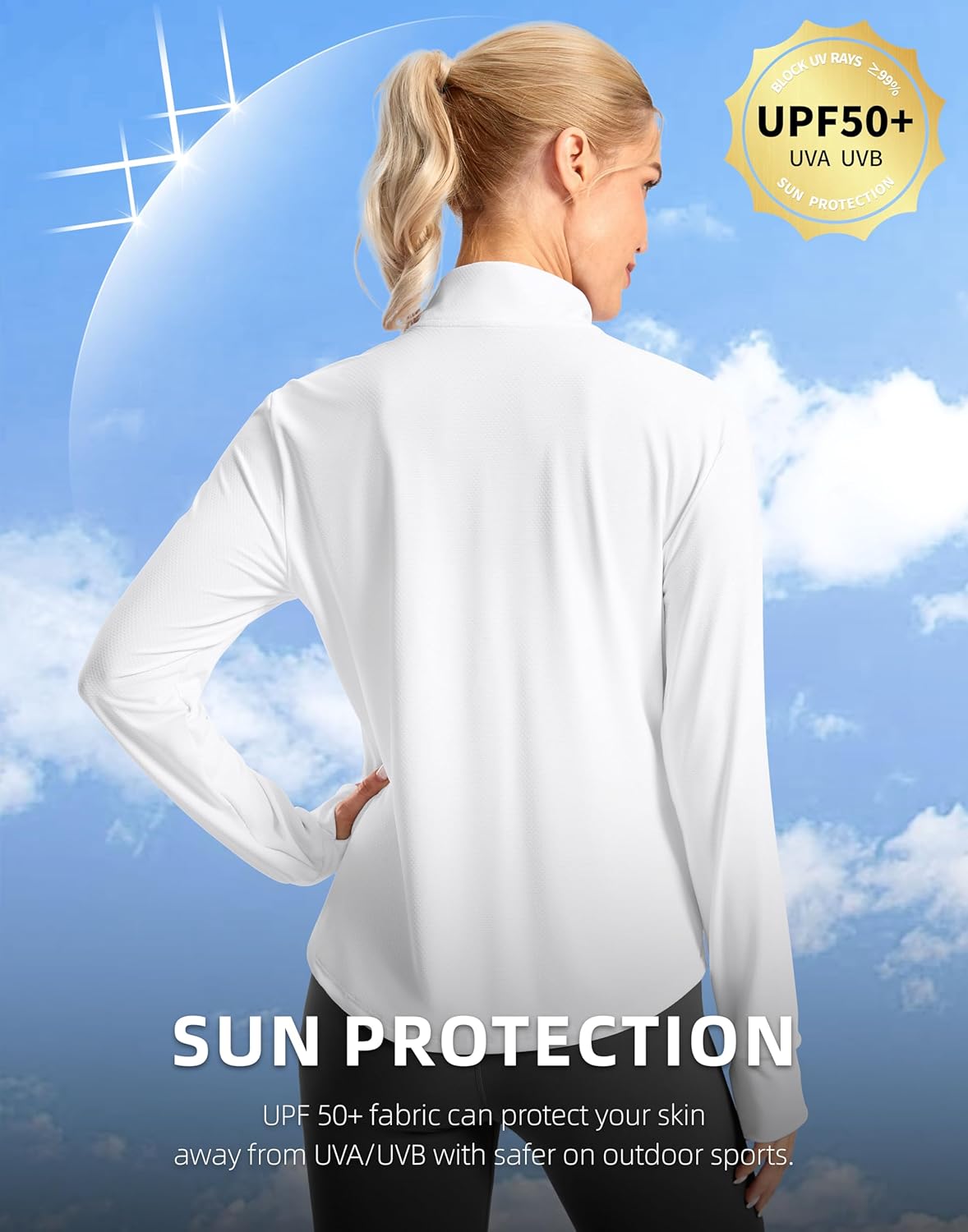 Soothfeel Women's Lightweight Athletic Jacket - UPF 50+ Sun Protection | Zip-Up Long Sleeve for Hiking & Workouts