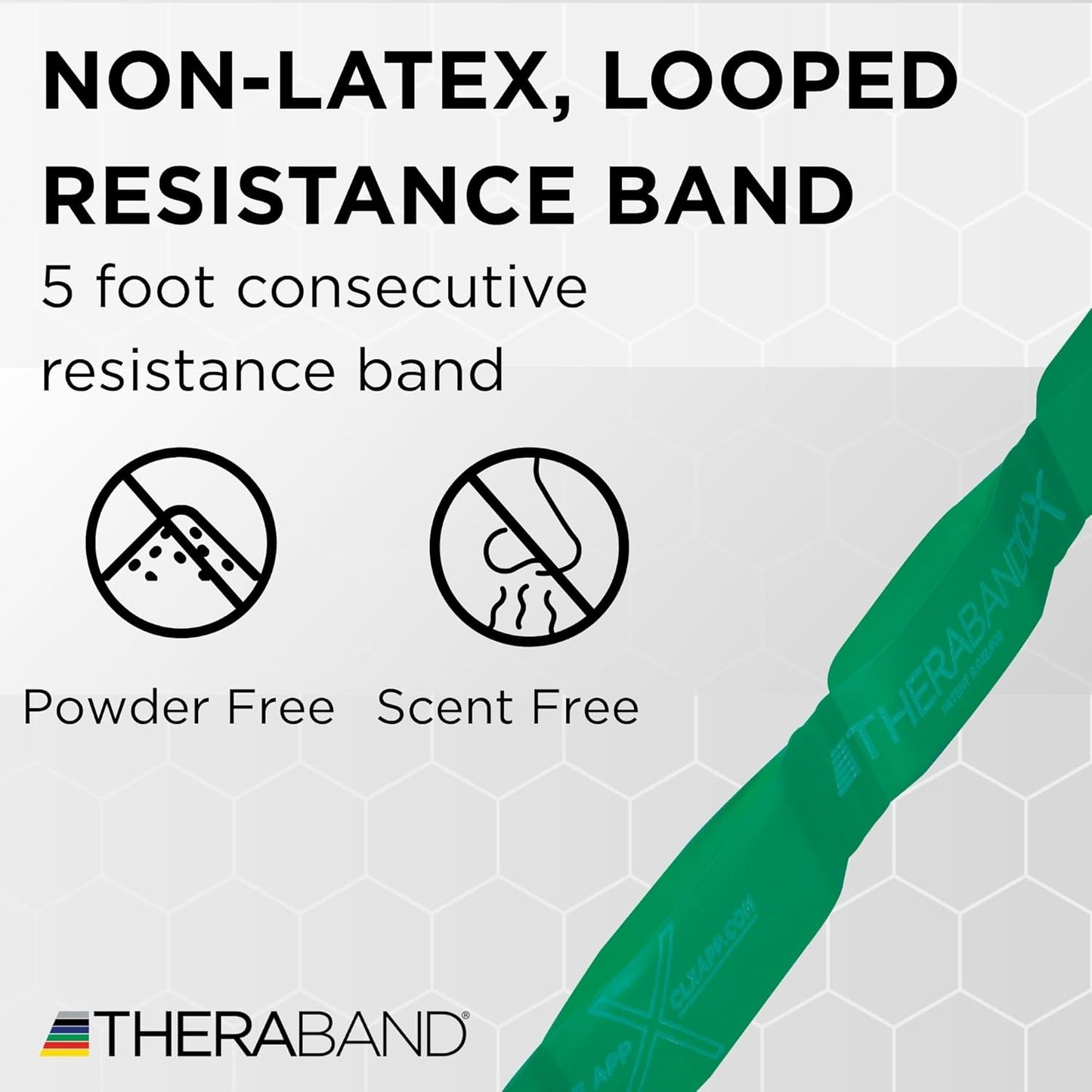 TheraBand CLX Resistance Band - 5-Foot Heavy Green Non-Latex Elastic Band for Exercise & Rehab