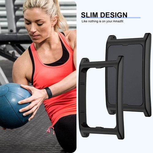 Vigamen 2 Pack Hard PC Case Compatible with Amazfit Helio Strap Fitness Tracker,Protective Frame for Women Men,Black Cover for Amazfit Helio