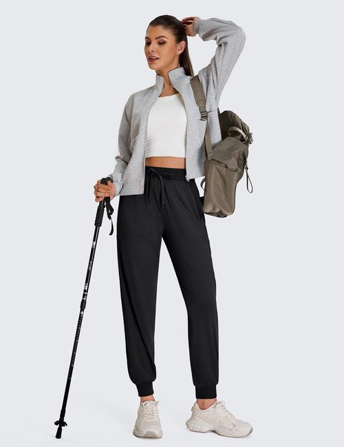 BMJL Womens Joggers High Waisted 29" Workout Track Pants with Pockets Athletic Gym Yoga Casual(Black,L)