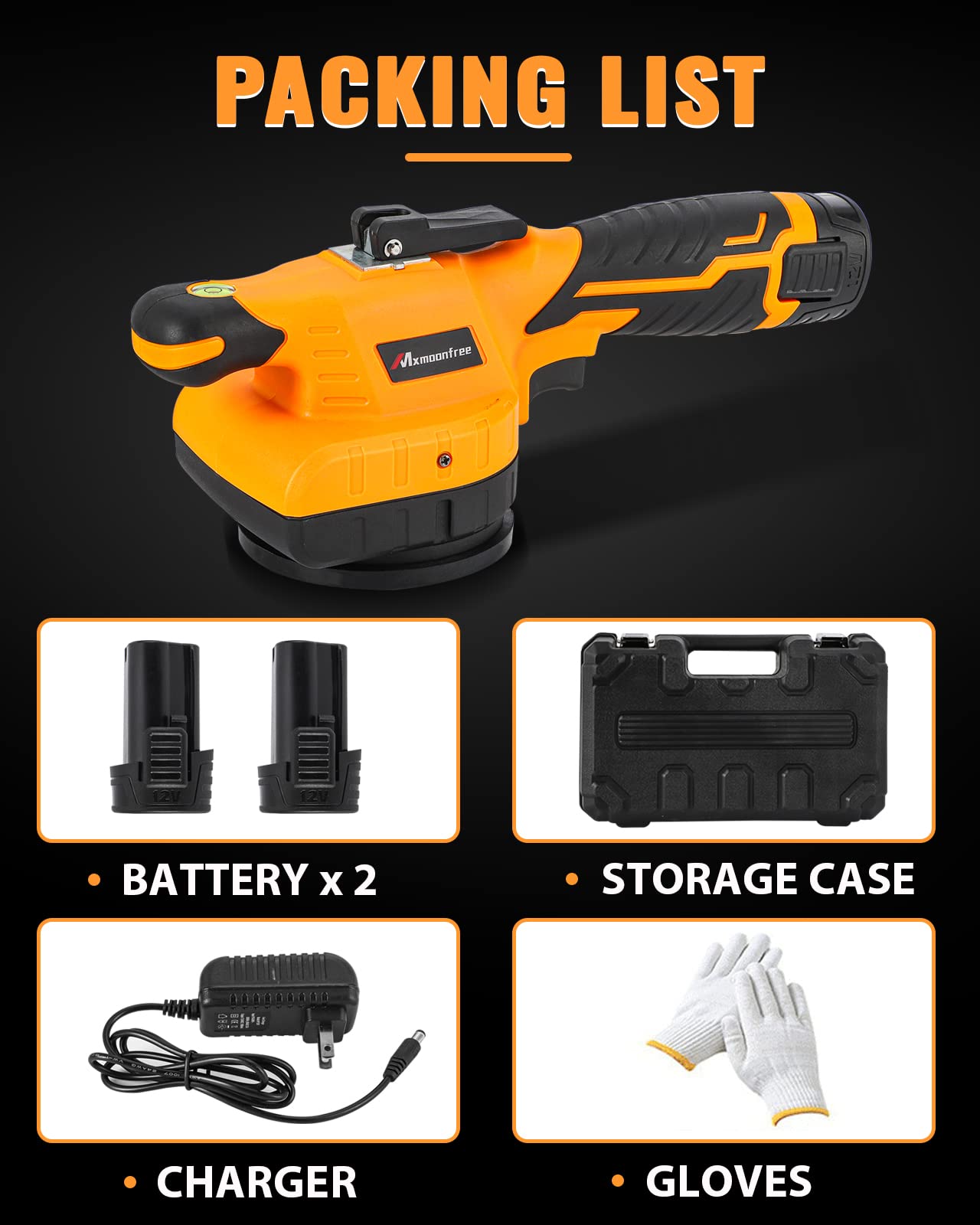 Mxmoonfree Tile Vibration Tool with Suction Cup Ultra-Lightweight with 2Pcs Battery, Storage Case, 12,000 RPM Adjustable Vibration, Portable Tile Tools Leveling Machine for DIY & Pro Installation