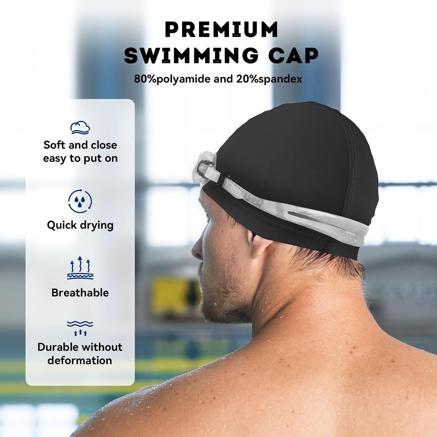 Skiennix Swim Cap - High Stretch Fabric for Men & Women | Comfortable Fit, Non-Waterproof