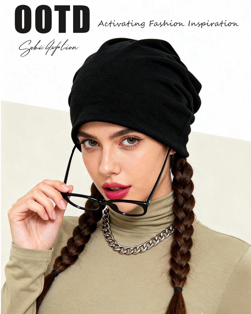 ROYBENS 100% Cotton T-Shirt Beanie for Women Men Slouchy Beanies Soft Hipster Daily Hat Lightweight Skull Cap