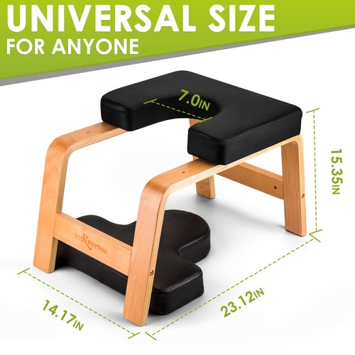 BODY RHYTHM Yoga Headstand Bench, Yoga Inversion Chair, Headstand Trainer for Relieve Stress, Improve Sleep & Digestion and Strength Training, Ideal for Home Workout, Fitness and Gym (Classic Black)
