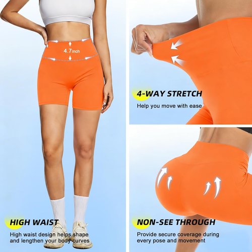 FULLSOFT High Waisted Biker Shorts for Women - Tummy Control Athletic Workout & Yoga Shorts