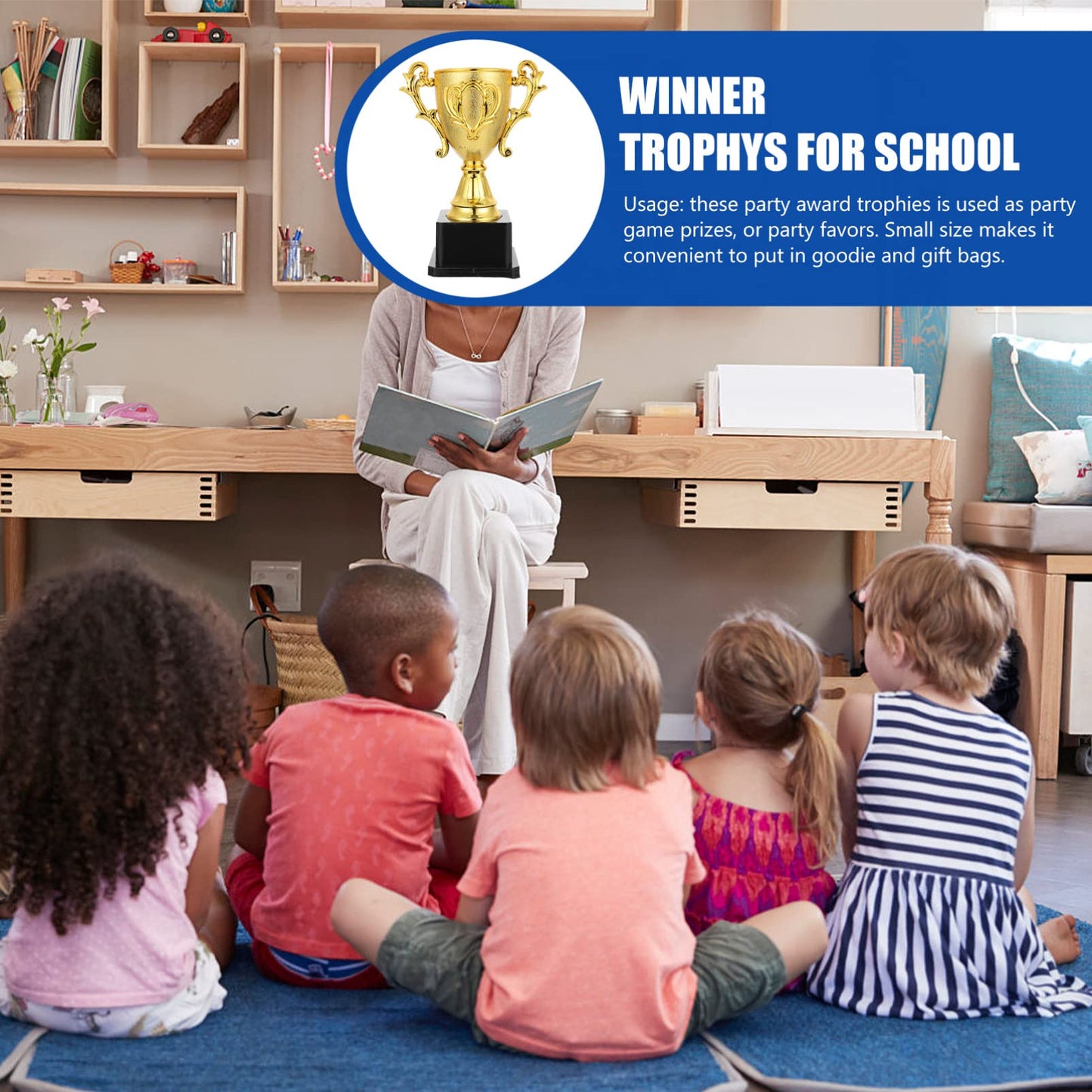 BESPORTBLE Golden Trophy: 7 Inch Plastic Golden Cup Gold Trophies Awards for Kids Party Favors Sports Footabll Competition Tournaments Rewards