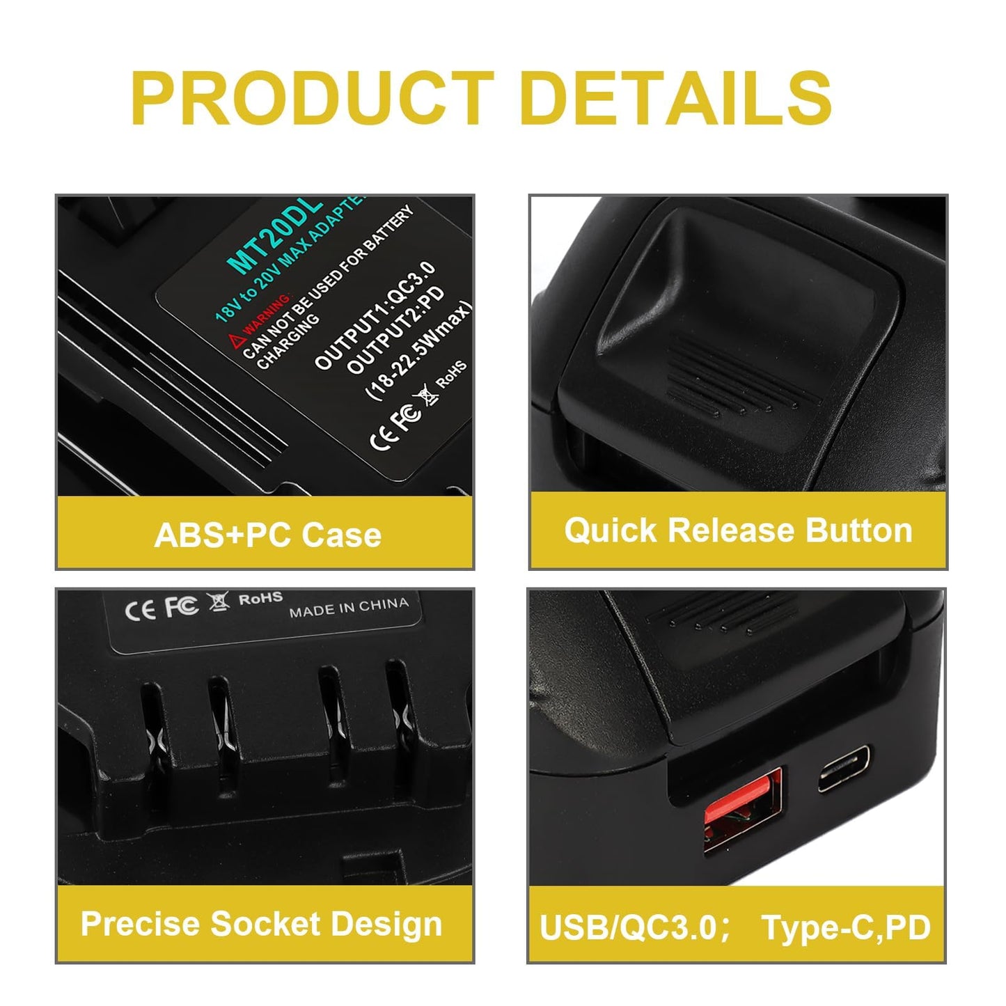 ZLWAWAOL MT20DL Battery Adapter Converter for MT to DW Battery, for BL1830 18V Lithium Batteries Convert to DW 20V DCB206 DCB204 DCB200 Battery for DW 20V Cordless Power Tools