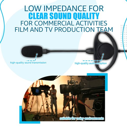 Retevis Walkie Talkie Earpiece with Boom Mic, for RT22 RT68 RT21 H-777 RT27 RT86A RT86S, Compatible with BAOFENG 888S Kenwood Pxton Two Way Radio, 2 pin Referee Headset for Football Game(1 Pack)