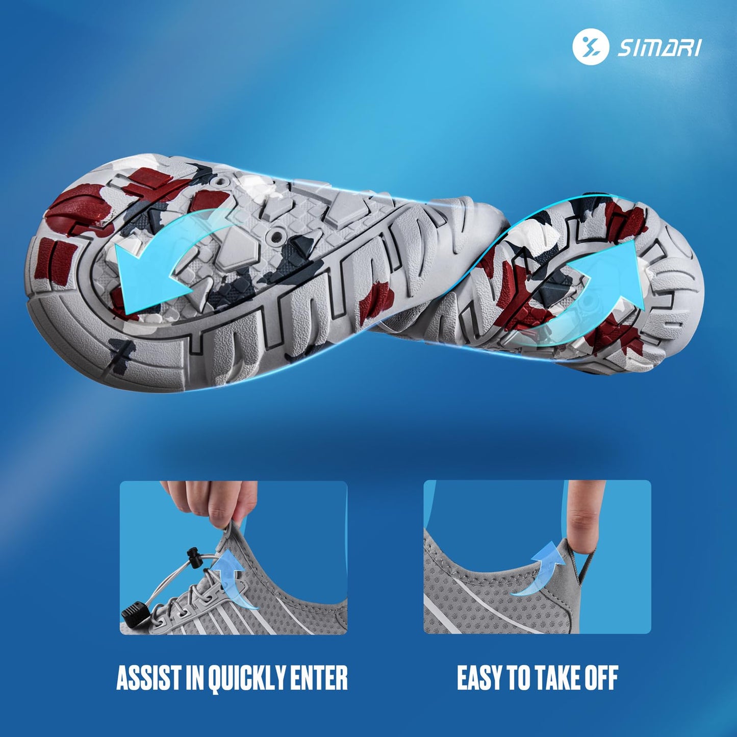 SIMARI Water Shoes for Women Men - Barefoot Quick-Dry Aqua Socks | Lightweight Swim Shoes for Surfing, Swimming, Beach Sports, Kayaking, Diving | Non-Slip Design