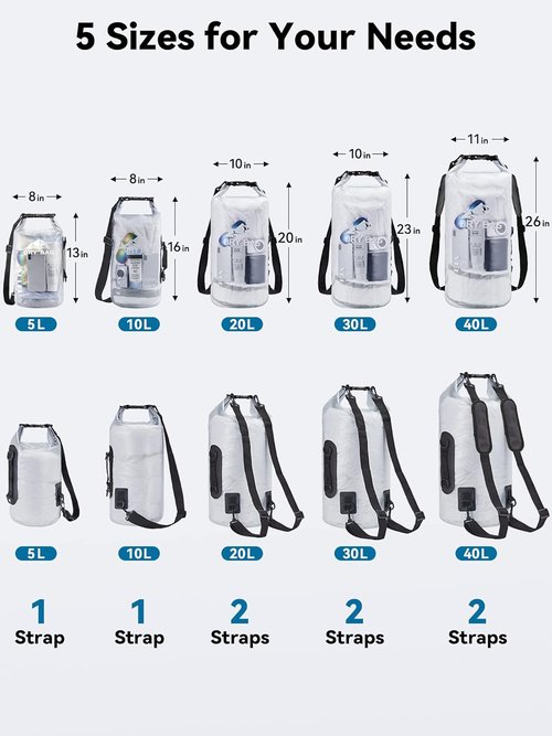 HEETA Waterproof Dry Bag - Lightweight Roll Top Storage for Travel, Swimming & Kayaking | 5L/10L/20L/30L/40L