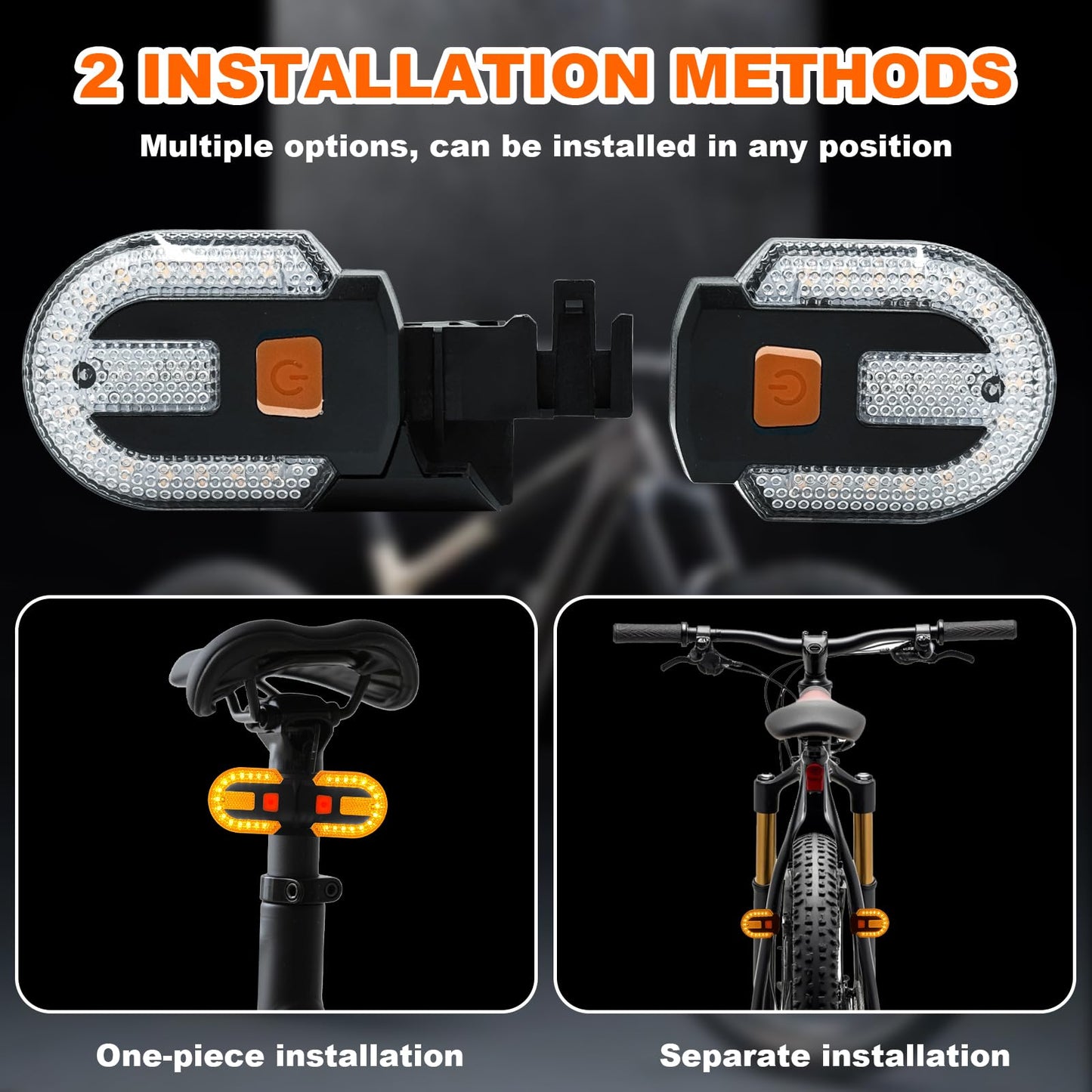 Bike Tail Light with Turn Signal, Bicycle Turn Signals Rear Bike Light Remote Control USB Rechargeable Split 5 Modes Waterproof Bike Taillights Can be Mounted on Front and Rear