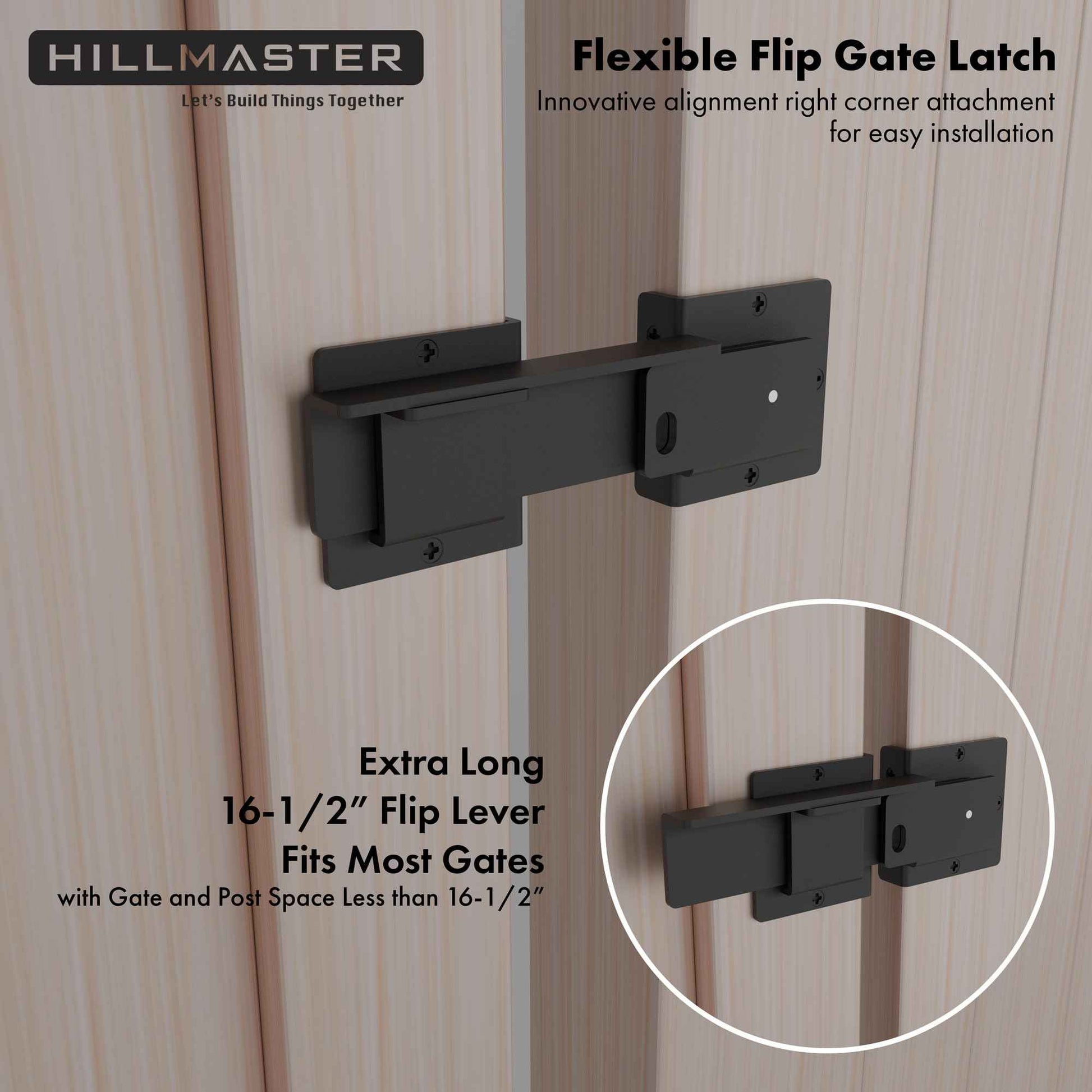 HILLMASTER Extra Heavy Duty Gate Flip Latch Lock with Padlock Hole,Rustic Farm Barn Door Latch for Wooden Fence,Gate Lock for Outdoor Fence,Gate Hardware Flip Latch for Sliding/Swing Door,Shed,Garage