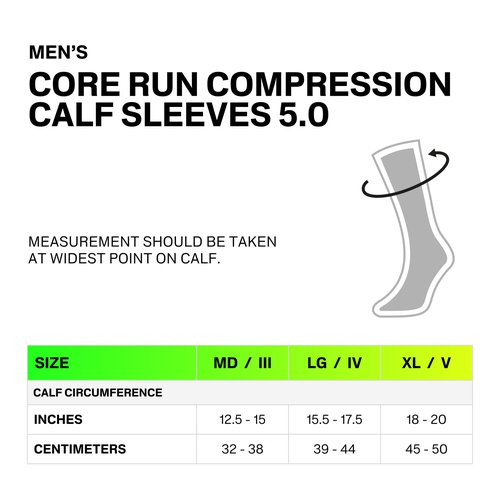 CEP Core Run Compression Calf Sleeves 5.0, White, Men, III