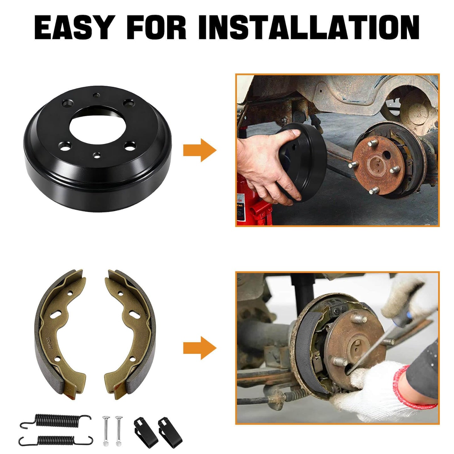 Golf Cart Yamaha Brake Drum and Brake Shoes Spring Kit Fit for Yamaha G14, G16, G19, G22 G&E 1994-2006 Models, OEM JU0-G6521-00-00, JN6-F5331-01-00, JN3-F5331-00