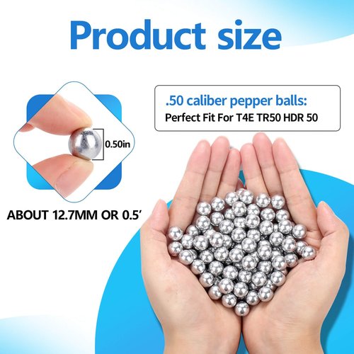 100 Pieces .50 Caliber Aluminum Paintball Ammo 2.8 Grams Solid Resuable Seamless Paintball Powerful for Shooting Training Practice Fit for T4e TR50/HDR 50 Cal Pepper Balls