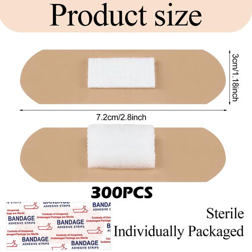 Geiserailie 200 Pcs Pressure Bandages XL for Dialysis Patients 2.83 x 1.18 Inch Pressure Adhesive Bandage Waterproof for Wound Care Absorbent Pad Thin Skin Seniors First Aid Essential